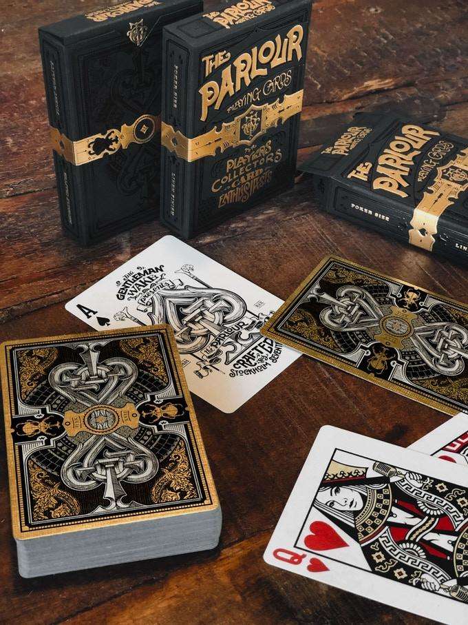 PlayingCardDecks.com-The Parlour Black Playing Cards Cartamundi