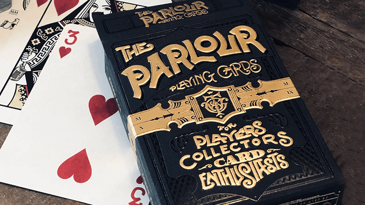 PlayingCardDecks.com-The Parlour Black Playing Cards Cartamundi