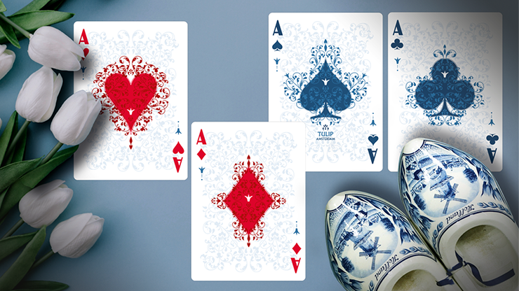 PlayingCardDecks.com-Tulip White Music Box & Deck Collector's Playing Cards