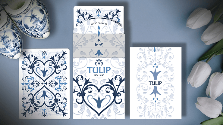 PlayingCardDecks.com-Tulip White Music Box & Deck Collector's Playing Cards