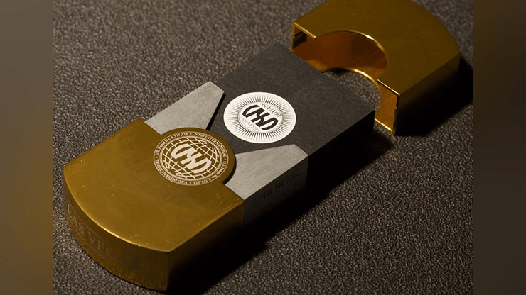 PlayingCardDecks.com-Vegas Diffractor Gold (Metal Case) Playing Cards
