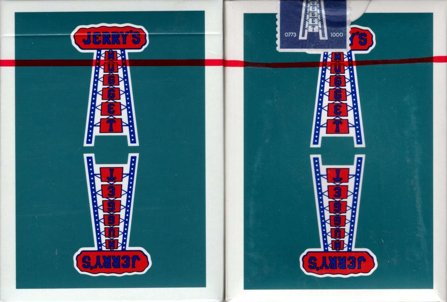 PlayingCardDecks.com-Vintage Feel Gilded Jerry's Nugget Aqua Playing Cards EPCC