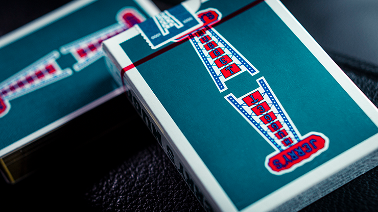 PlayingCardDecks.com-Vintage Feel Gilded Jerry's Nugget Aqua Playing Cards EPCC