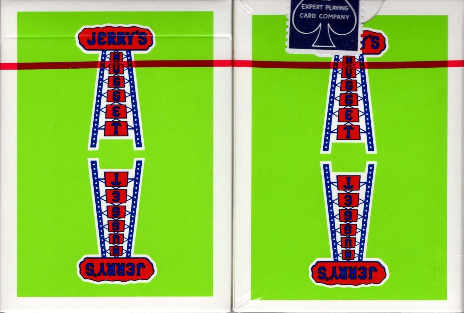 PlayingCardDecks.com-Vintage Feel Jerry's Nugget Green Playing Cards Deck EPCC