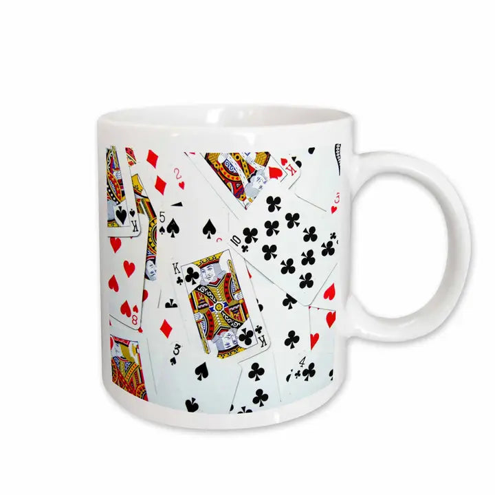 Mug - Scattered Playing Cards Design (11 oz, White)