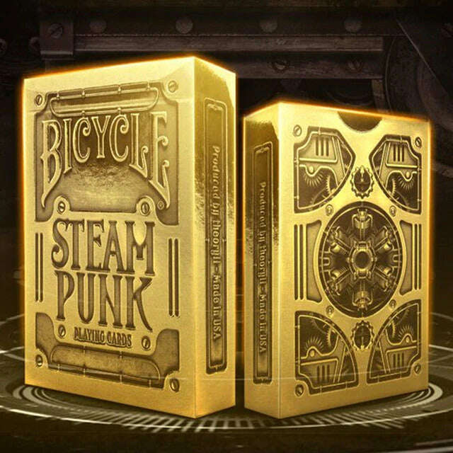 PlayingCardDecks.com-Steampunk Gold Bicycle Playing Cards
