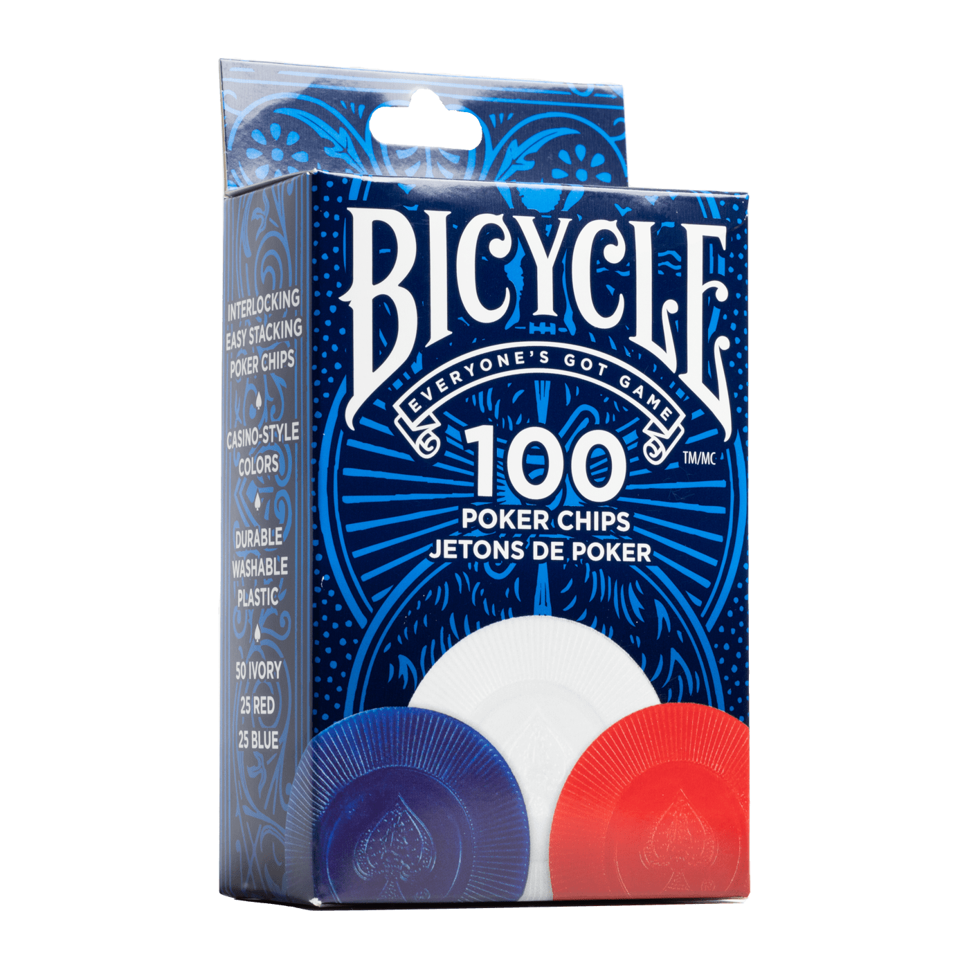 Bicycle Plastic Poker Chips - 100 Count, 2 Gram Set
