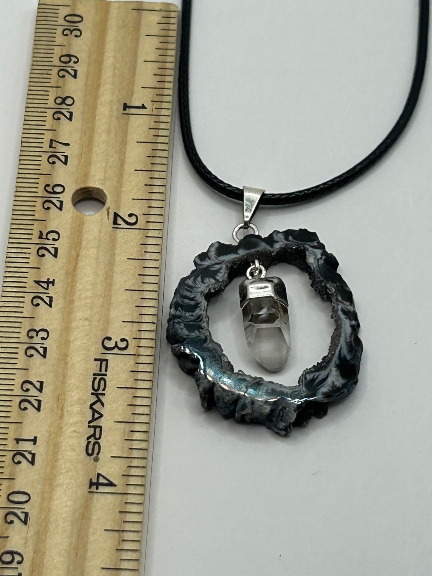 Geode Agate Necklace with Clear Quartz