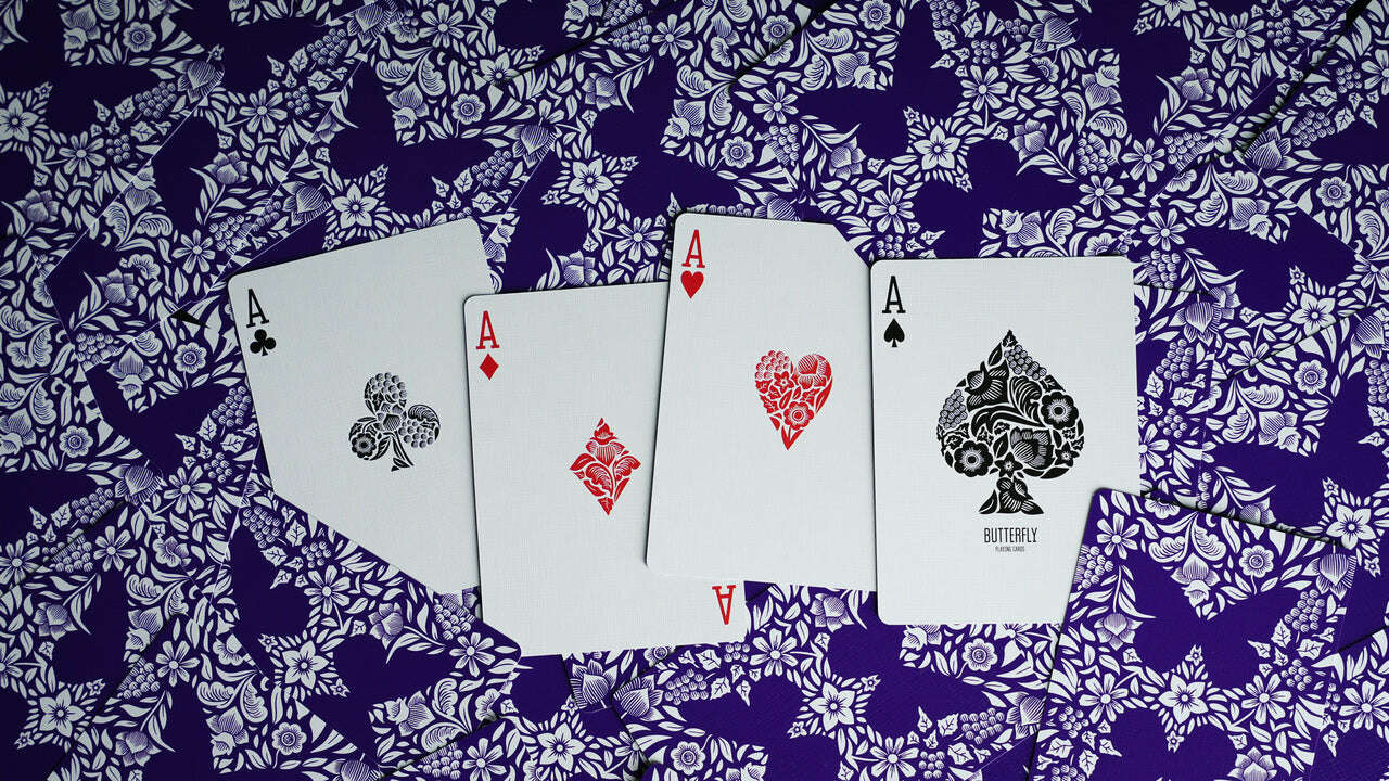 PlayingCardDecks.com-Butterfly Royal Purple Playing Cards Cartamundi