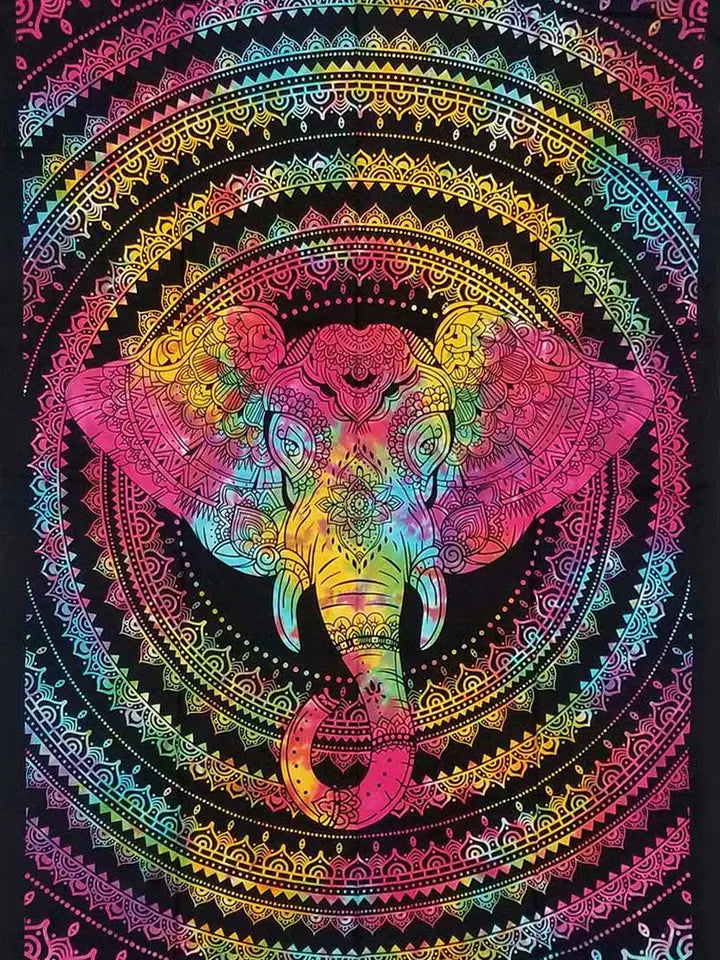 Tapestry Good Luck Elephant Mandala