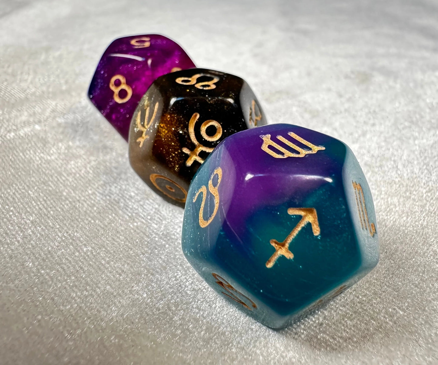 Meteodice Galaxy-Themed D12 Astrology Dice