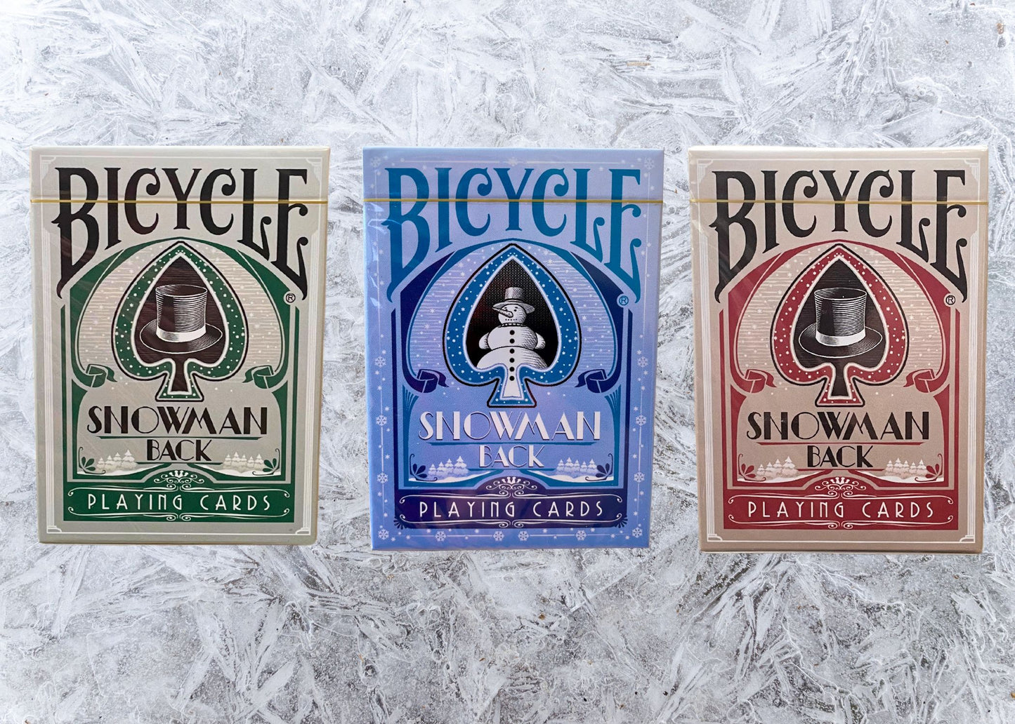 Gilded Snowman 3-Deck Set Bicycle Playing Cards
