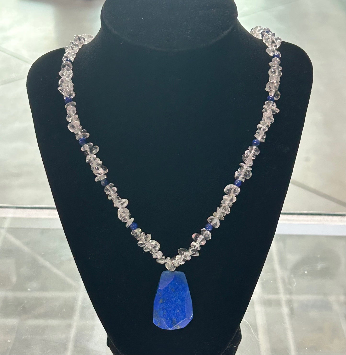 Lapis Lazuli pendant with Clear Quartz Handmade Necklace