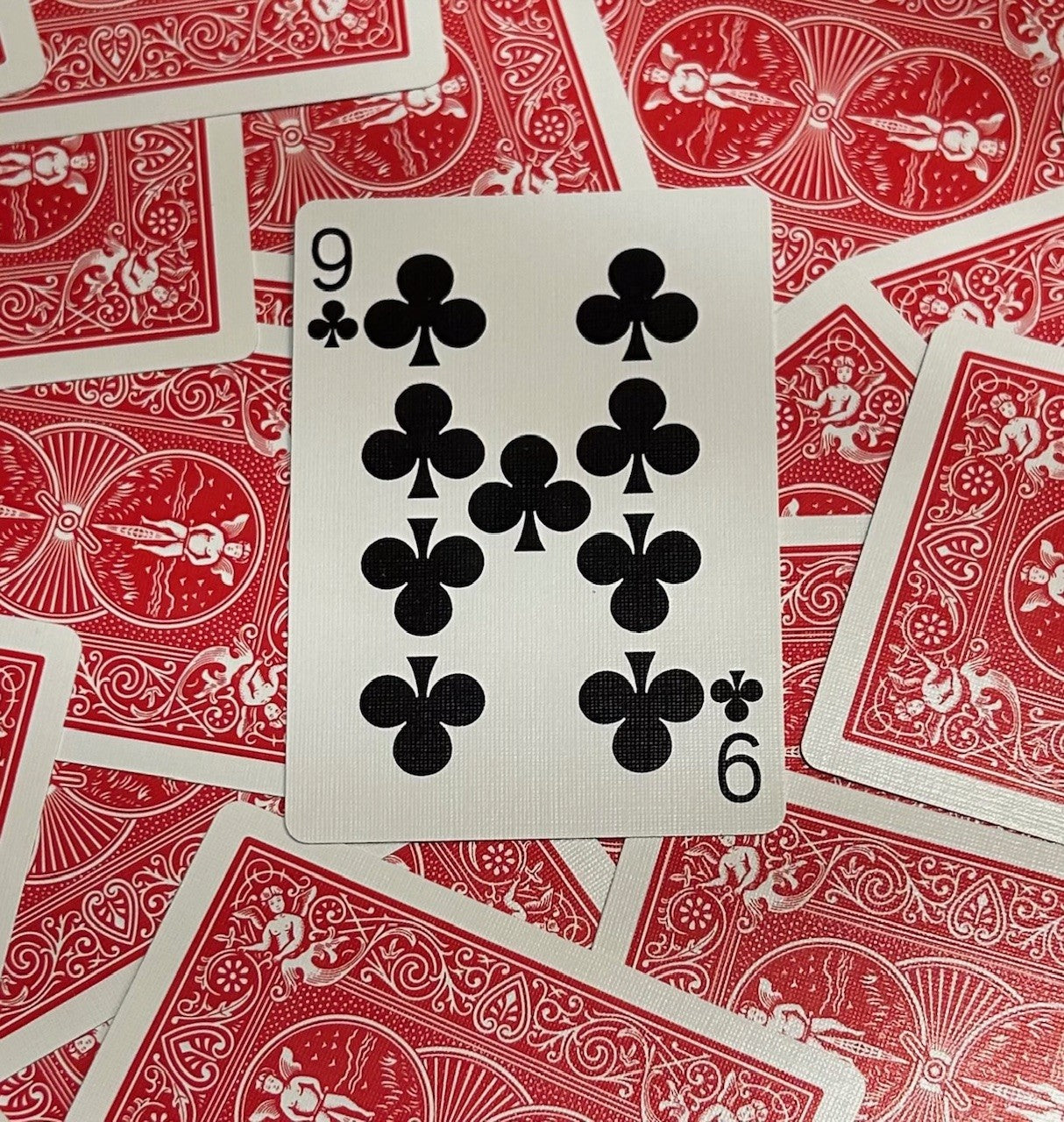 Red One-Way Forcing Deck - 9 of Clubs