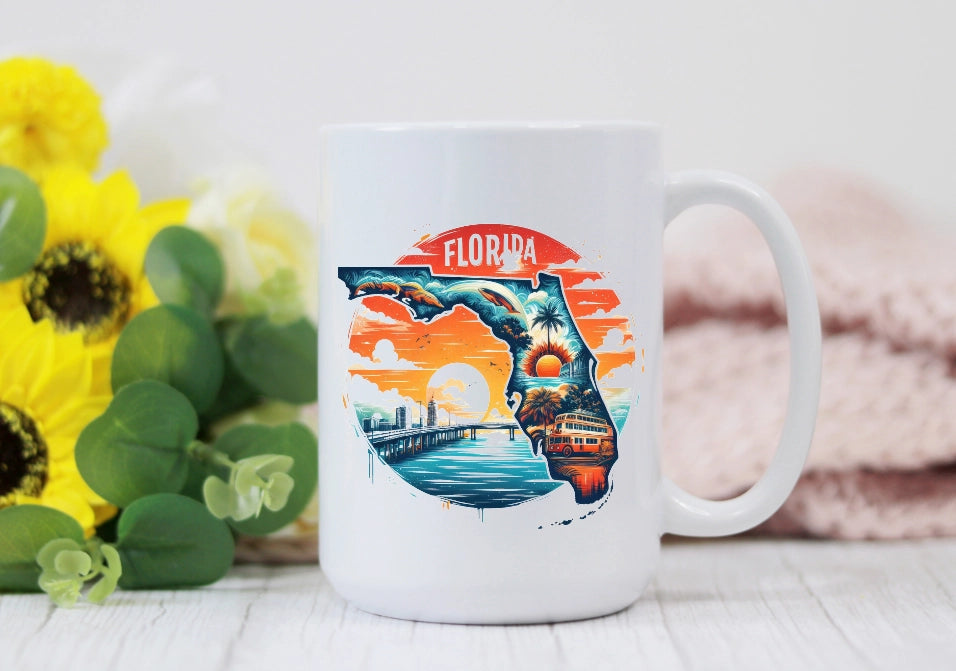 Florida Vintage Retro State - 15oz Coffee Mug