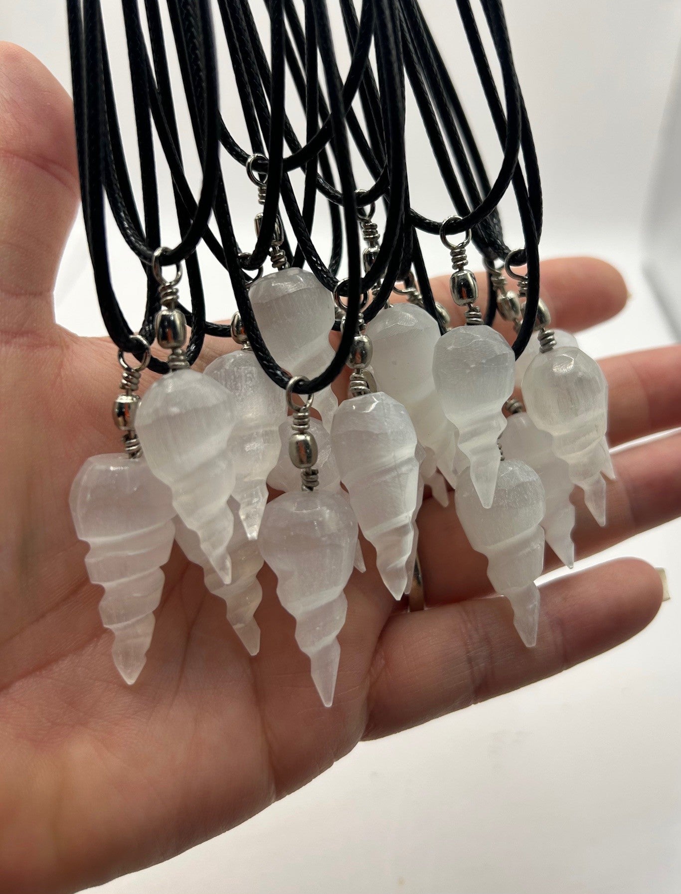 Selenite Spiral Pendant Necklace
