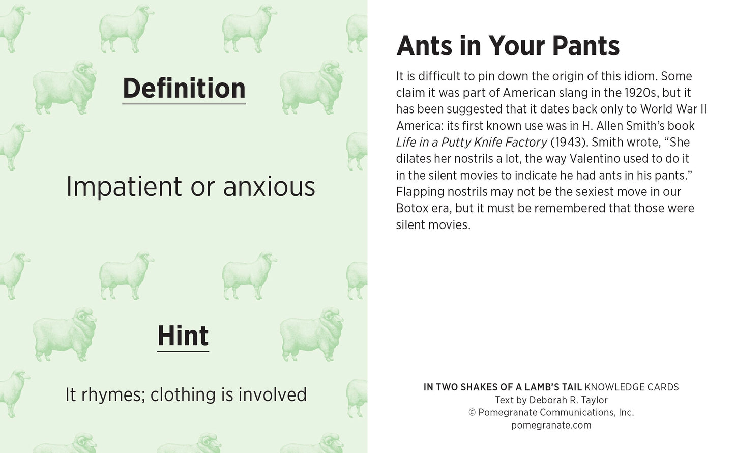 In Two Shakes of A Lamb's Tail: A Quiz Deck of Curious Sayings Knowledge Cards