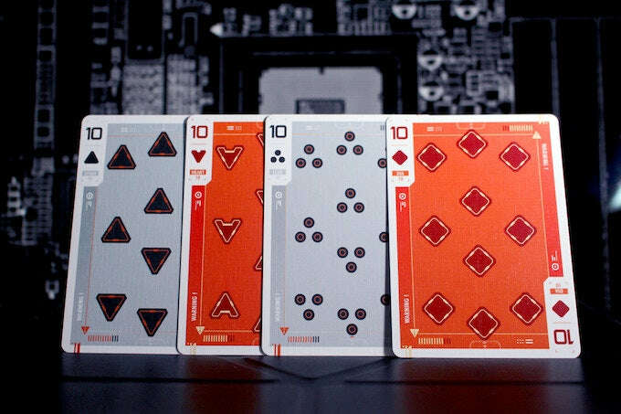 PlayingCardDecks.com-Cyberware Rouge Gilded Playing Cards USPCC