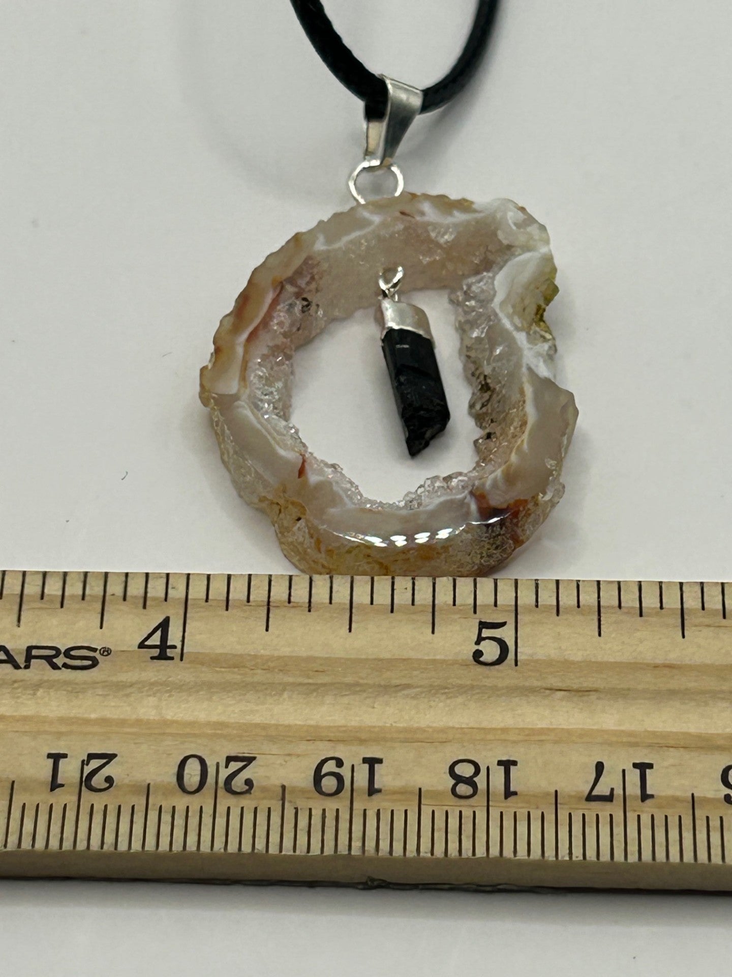 Geode Agate Necklace with Obsidian