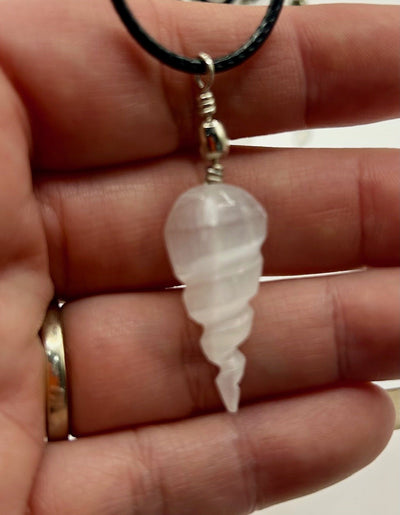 Selenite Spiral Pendant Necklace