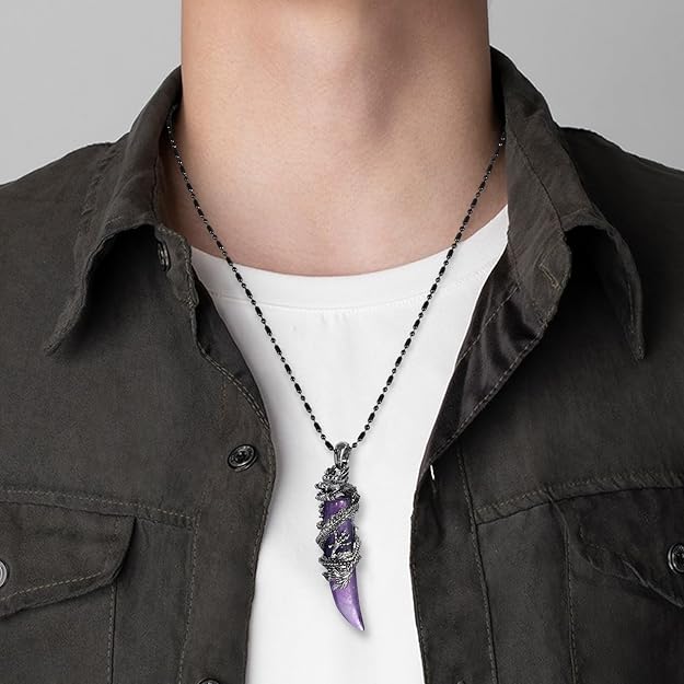 Dragon Pendant Necklace in Amethyst