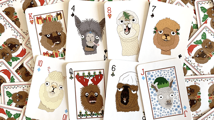 PlayingCardDecks.com-Alpaca Christmas Kids Mini Playing Cards