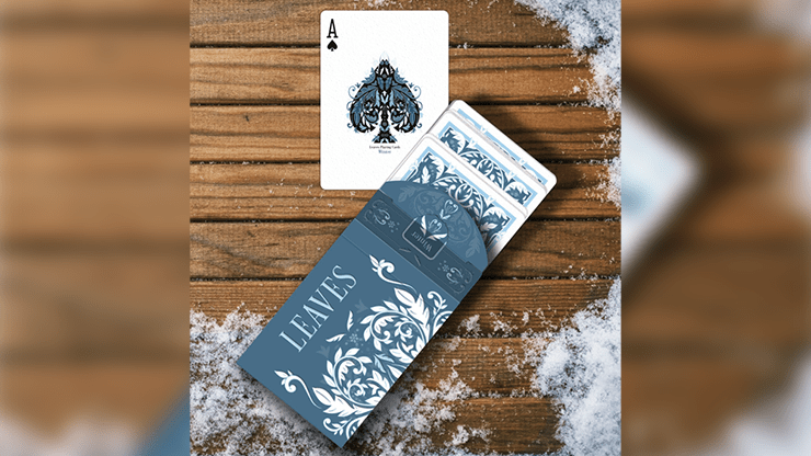 PlayingCardDecks.com-Leaves Winter Blue Playing Cards DCHC