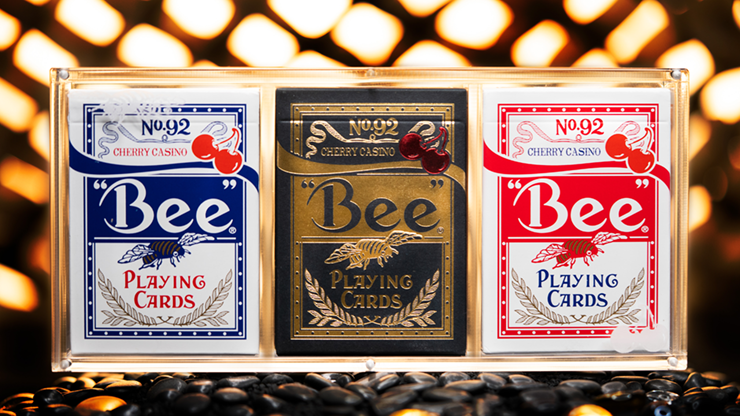 Limited Bee X Cherry Casino Playing Cards Set - Red, Blue, and Exclusive Black