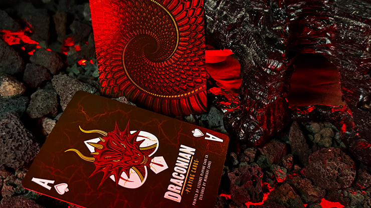 Draconian Crimson Playing Cards by Midnight Cards with Ultra Red Card Edges