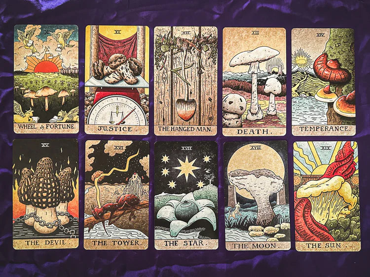 The Mushroom Hunter’s Arcanum - Gold Gilded, Fungi-Themed Tarot Deck