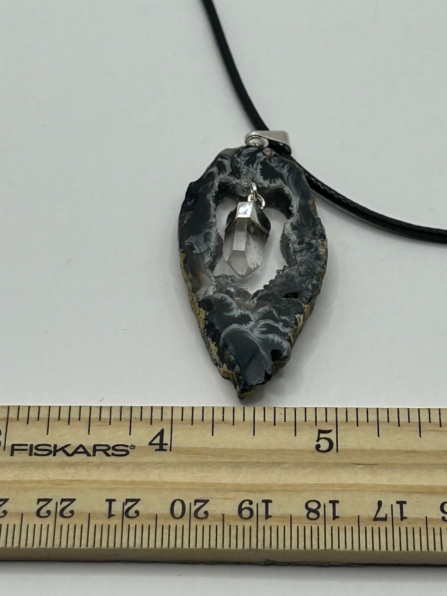 Geode Agate Necklace with Clear Quartz