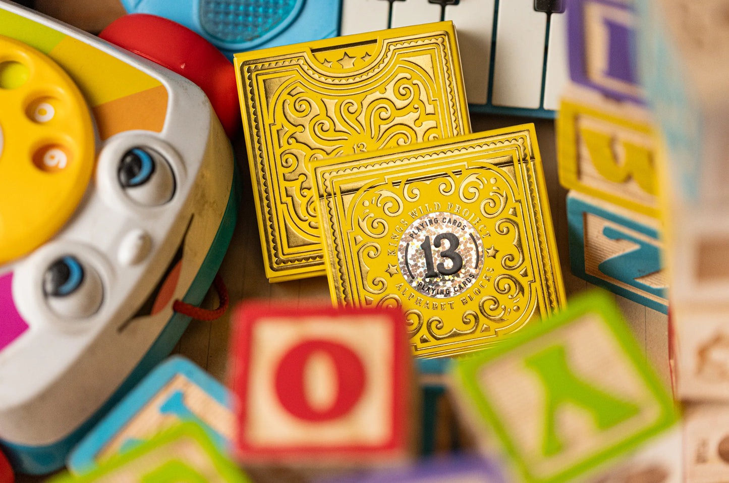 Alphabet Yellow Block Playing Cards by Kings Wild Project