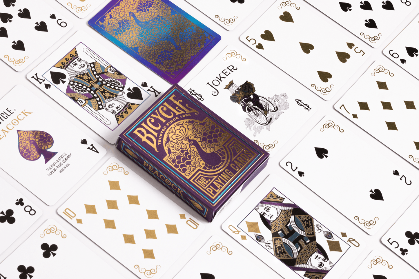 Bicycle Purple Peacock Playing Cards - With New Cold Foiling Tech