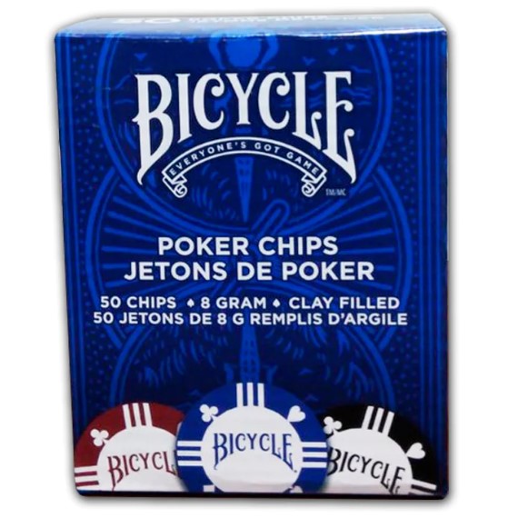 Bicycle 8 Gram Clay Filled Poker Chips - 50 Count Set ...