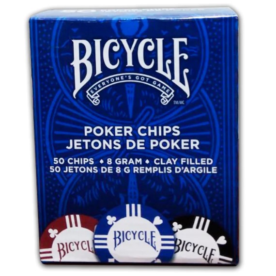 Bicycle 8 Gram Clay Filled Poker Chips - 50 Count Set