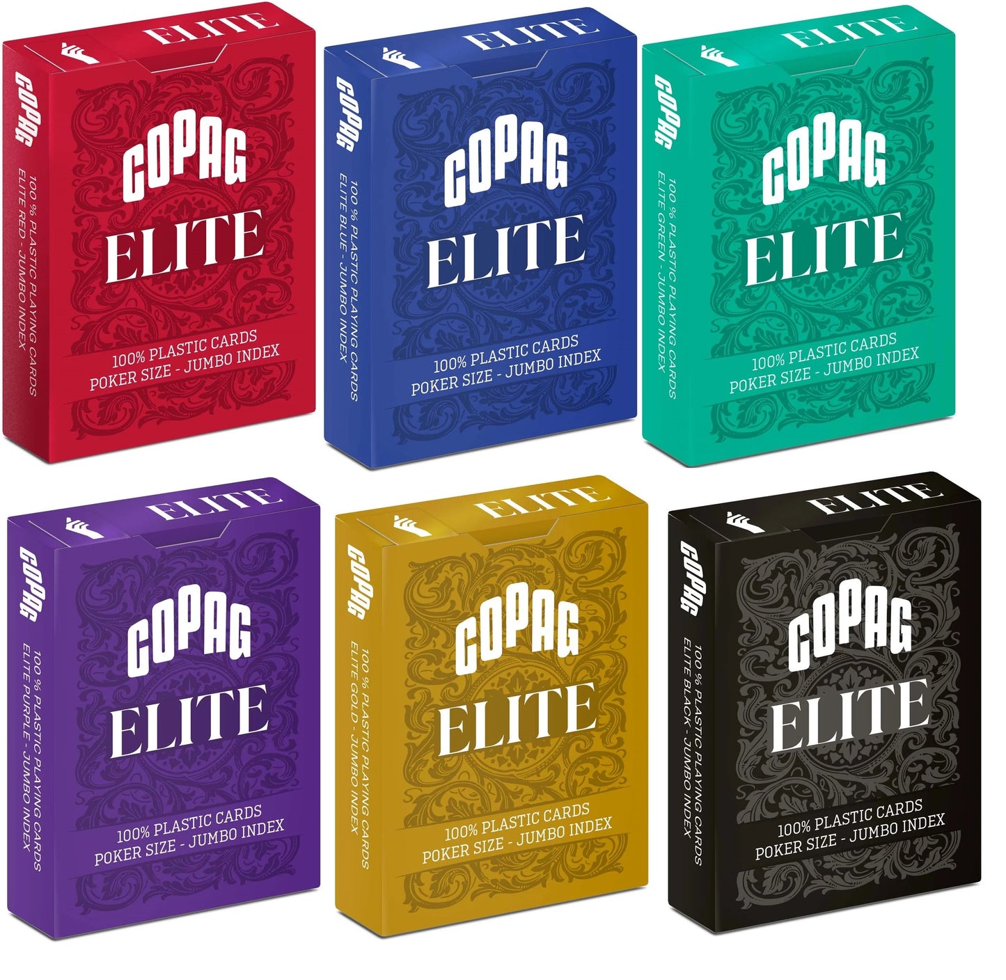 Copag Elite 100% Plastic Jumbo Index – 6 Deck Set