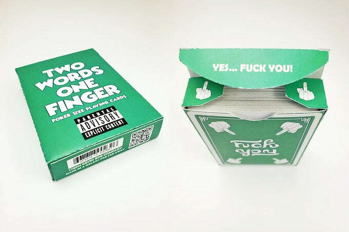 PlayingCardDecks.com-Two Words One Finger Playing Cards Green KeyCardPCC