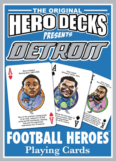 Detroit Football Heroes Playing Cards for Lions Fans