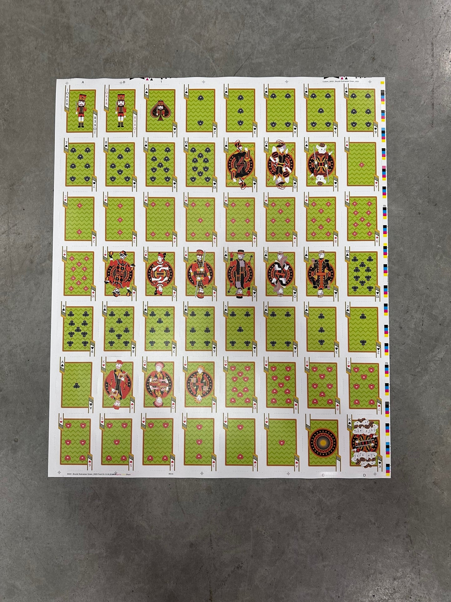 Uncut Sheet - Bicycle Nutcracker Green