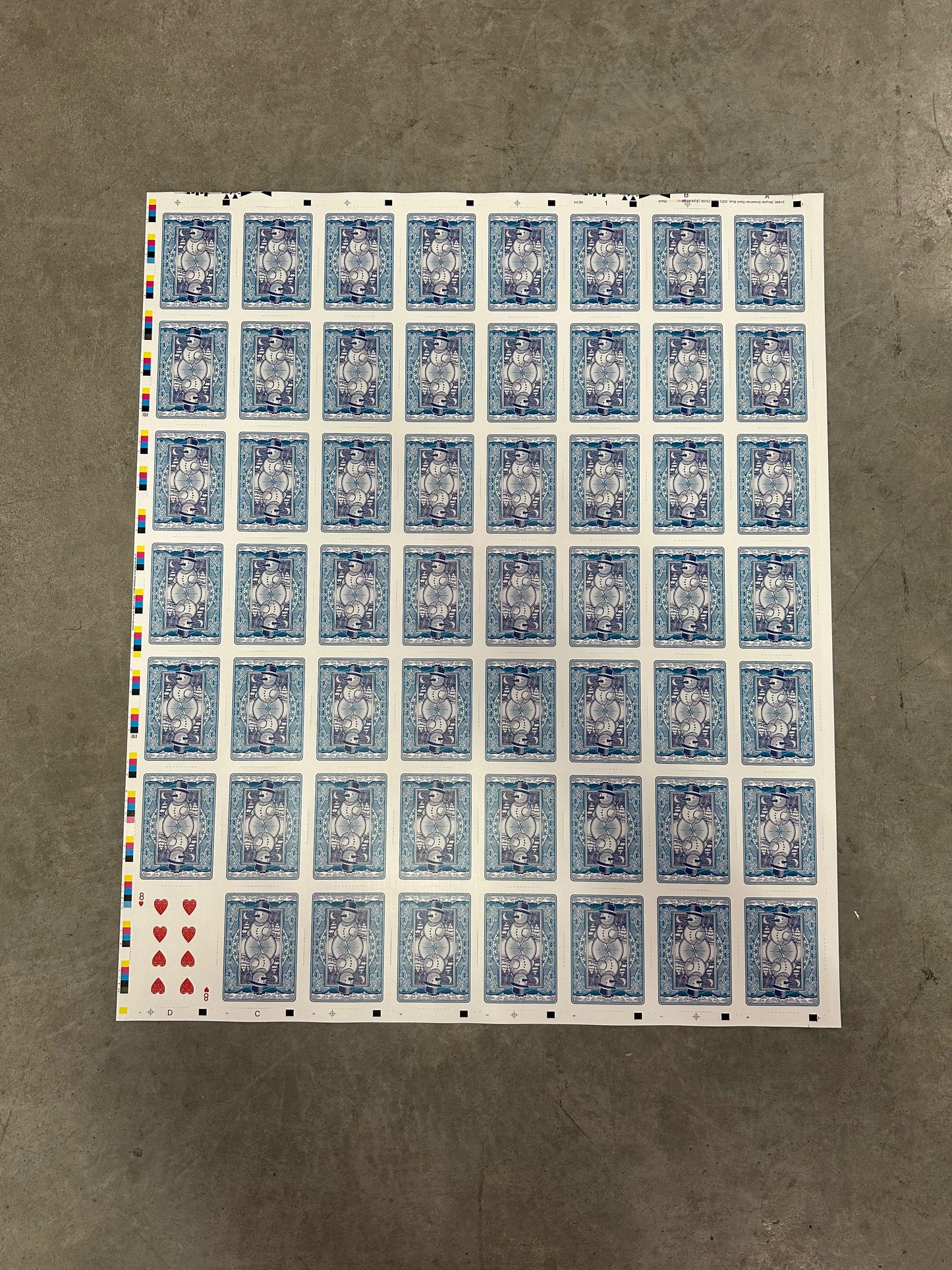 Uncut Sheet - Bicycle Snowman Back Limited-Edition Blue