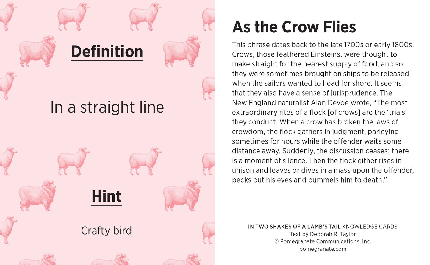 In Two Shakes of A Lamb's Tail: A Quiz Deck of Curious Sayings Knowledge Cards