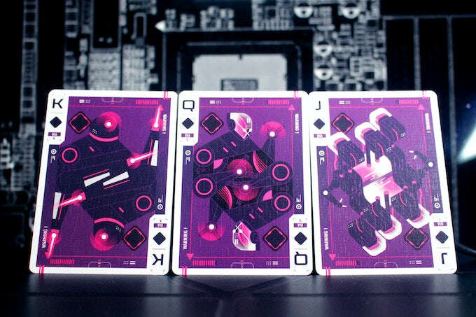 PlayingCardDecks.com-Cyberware Neon Gilded Playing Cards USPCC