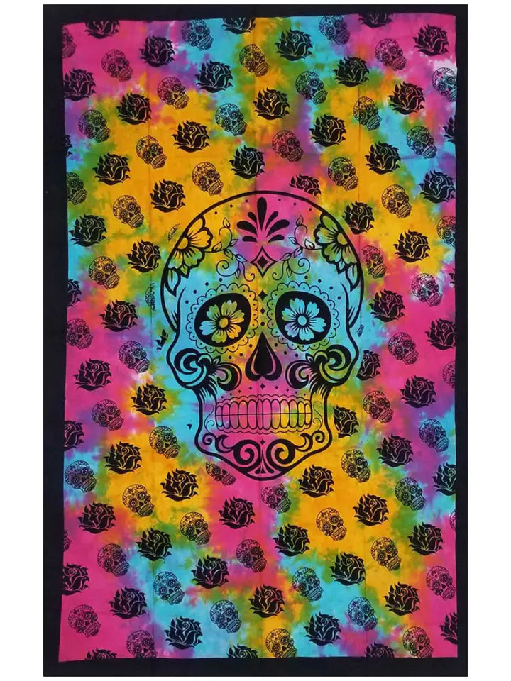 Floral with Skull Tapestry