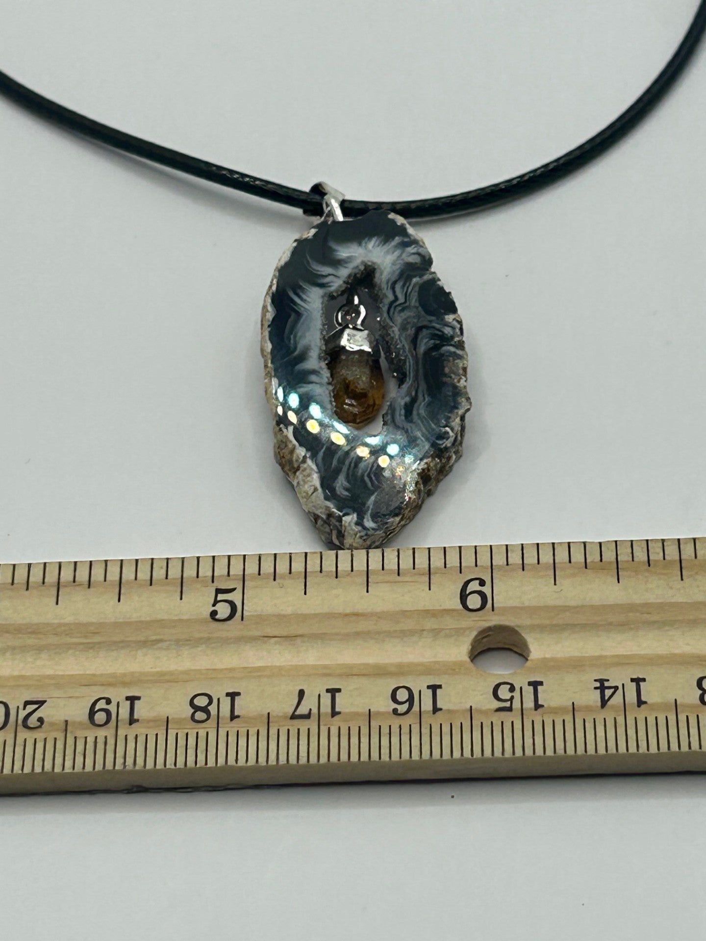 Geode Agate Necklace with Citrine