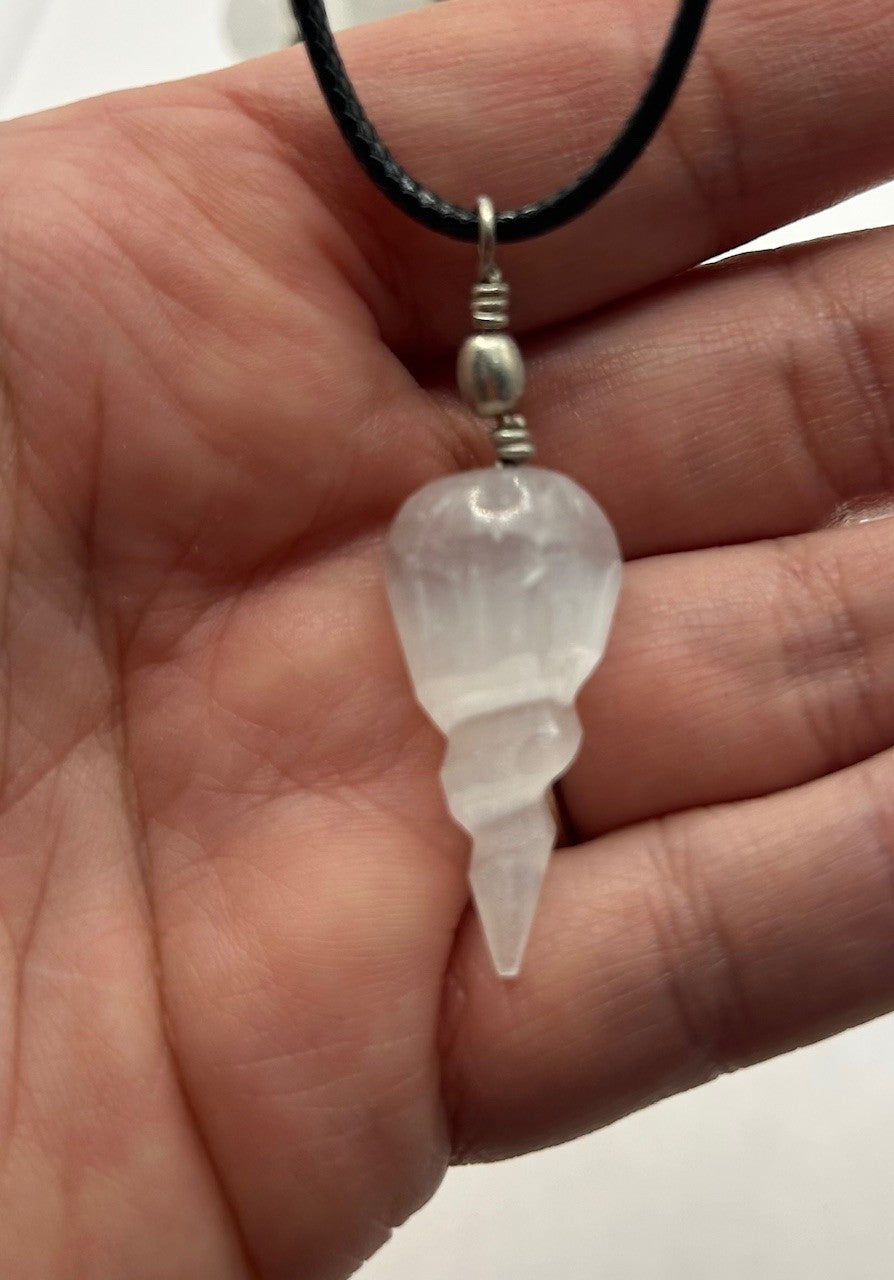 Selenite Spiral Pendant Necklace