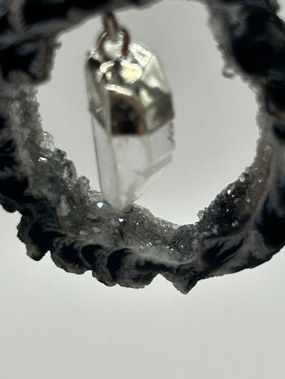 Geode Agate Necklace with Clear Quartz