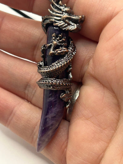 Dragon Pendant Necklace in Amethyst