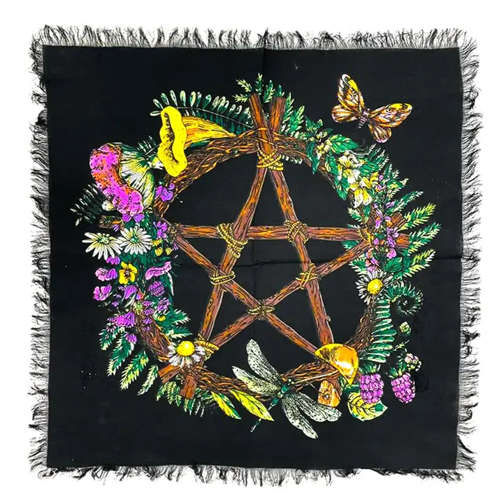 Floral Pentagram Altar Cloth (24 X 24 in.)