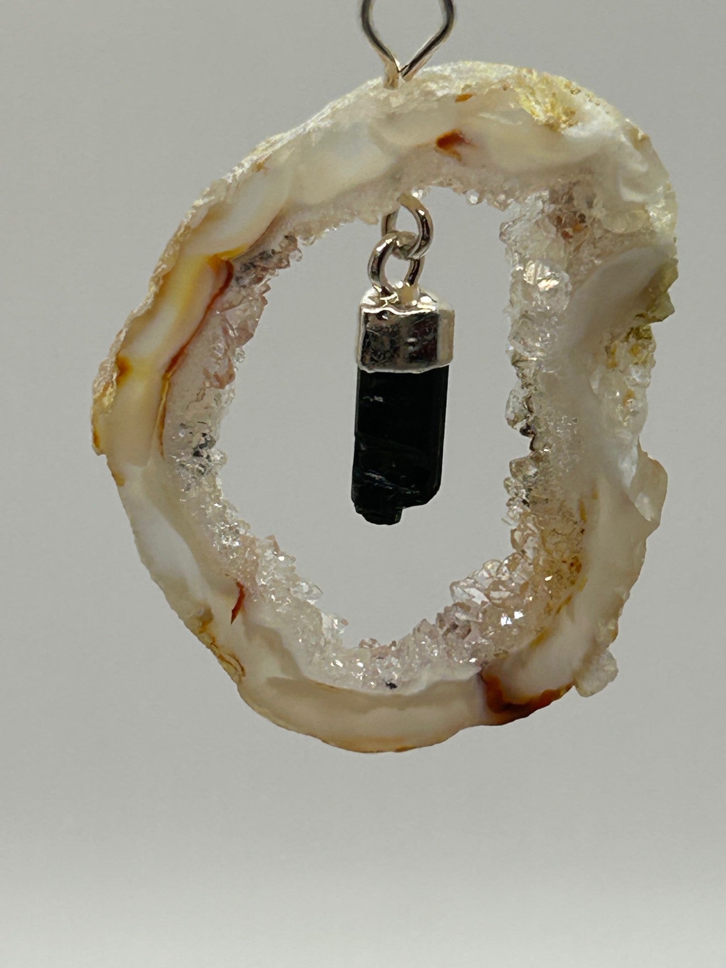 Geode Agate Necklace with Obsidian