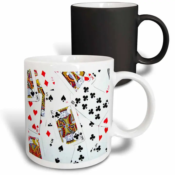 Transforming Mug - Scattered Playing Cards Design (11-ounce)